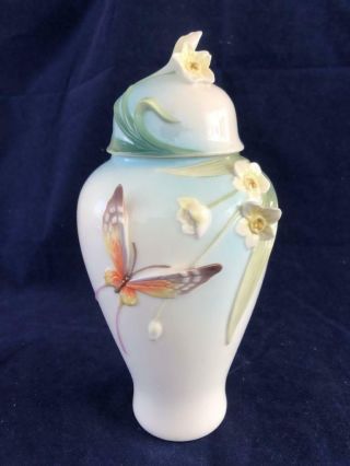 Fine Vintage Franz Porcelain Butterfly Ginger Jar & Boxed.