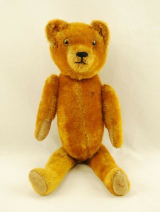 Vintage Gold Mohair Humpback Teddy Bear With Squeaker 17.  5 "
