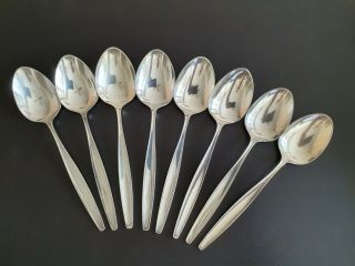 A Set Of 8 Georg Jensen 925s Sterling Silver Cypress Pattern Spoons