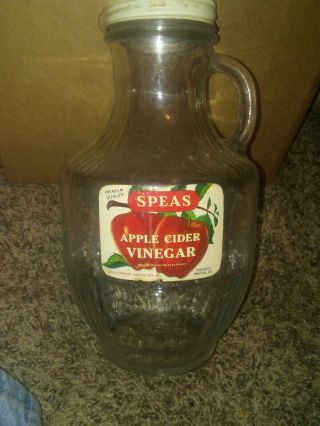 Vtg Speas Vinegar U - Sav - It Pitcher Half Gallon Jug With Label And Lid