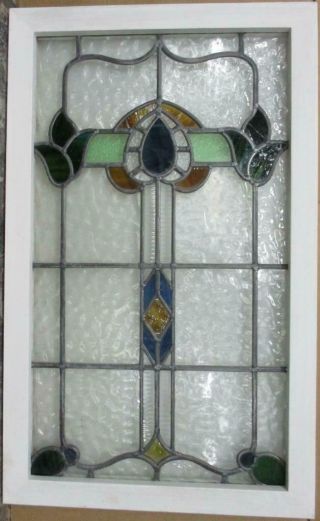Large Old English Leaded Stained Glass Window Stunning Abstract Design 21 " X 34 "