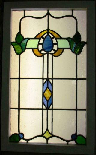LARGE OLD ENGLISH LEADED STAINED GLASS WINDOW Stunning Abstract Design 21 