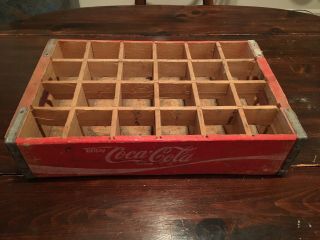 Coca - Cola Vintage Wooden 24 - Bottle Soda Pop Crate Carrier Box W/dividers