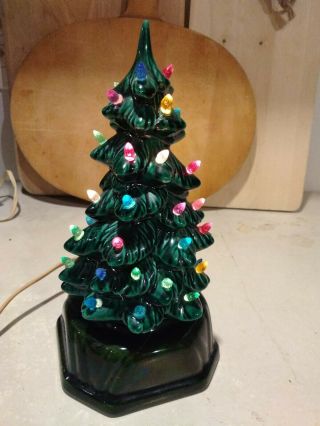 Vintage 8” Holland Mold Ceramic Christmas Tree Lighted