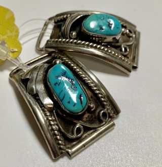 Vintage Navajo Sterling Silver & Turquoise Watch Band Tips