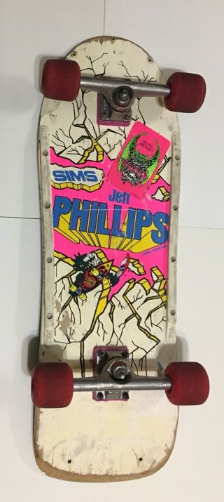 Vintage Sims Jeff Phillips Pro Model Complete Skateboard Indys Powell Bones Whee