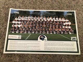 1998 Denver Broncos Team Photo Poster Promotional Jcpenny - Elway Romanowski