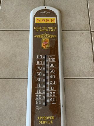 Vintage NASH Thermometer Approved Service Twin Ignition Large Metal Thermometer 3