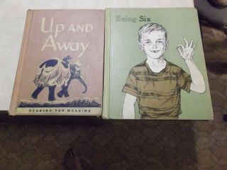 2 Vtg Reading For Meaning School Reader Books Up And Away & Being Six Health Hc