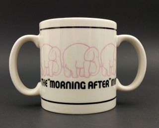 The Morning After Mug Pink Elephant 2 Handled Coffee Cup Vintage 1982