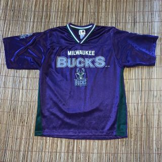 Vintage 90s Milwaukee Bucks Nba Practice Jersey L Purple Basketball Fear Deer