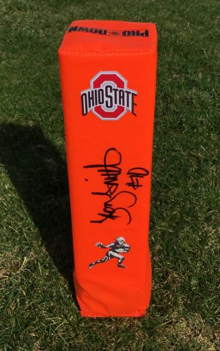 Ohio State Buckeyes Troy Smith Signed Autographed Football Pylon Full Sig