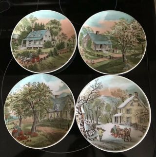 Vintage Currier And Ives The Four Seasons Decorative Plates 6.  25”