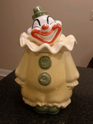 Vintage Poppytrail By Metlox Yellow Circus Clown Cookie Jar California Pottery