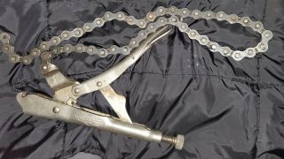 Vintage Petersen Vise Grip 20r Chain Locking Pliers Dewitt Made In Usa