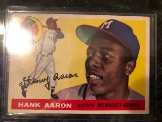 1955 Topps Hank Aaron Milwaukee Braves 47 Baseball Card Near Flawless