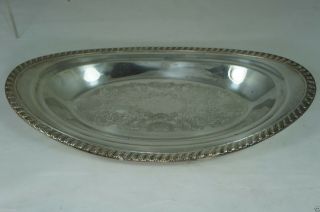 Vintage Silver Plate Small Oval Tray/ Platter Etched 12 "