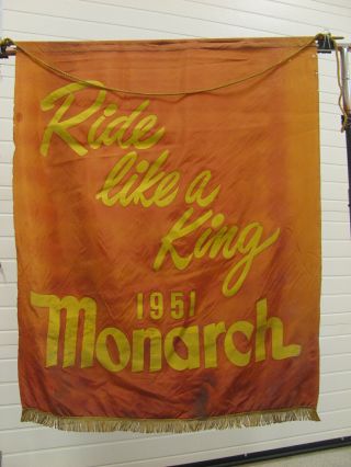 Vintage 1951 Monarch Car Dealership Showroom Banner Sign Flag Antique