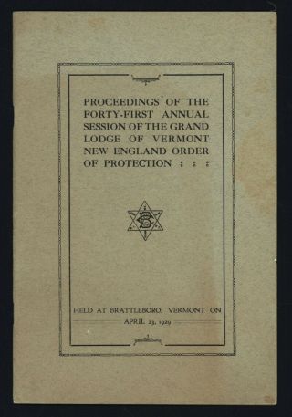 Proceedings,  41st Annual Session.  Grand Lodge Of Vermont,  Order Of Protection