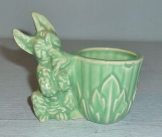 Vintage Art Pottery Green Small Planter Vase Scottie Dog Scottish Terrier