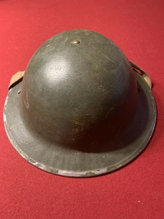 Vintage Wwii 1939 Ro Co British Brodie Helmet W/ Unit Insignia Chin Strap Liner