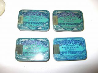 4 Vintage Small Edgeworth Tobacco Tins Extra Sliced Pipe Blue 3.  25”