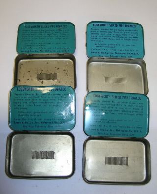 4 Vintage Small Edgeworth Tobacco Tins Extra Sliced Pipe Blue 3.  25” 3