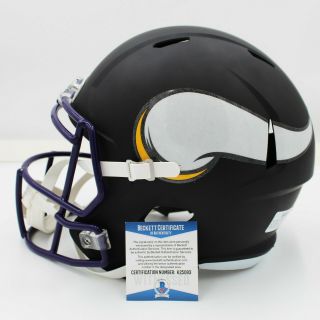 Minnesota Vikings Full - Size Matte Black Speed Helmet Signed By (4)