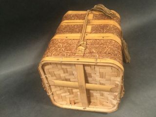 Fine Antique 19th c Japanese Woven Bamboo Bento Lunch box 3