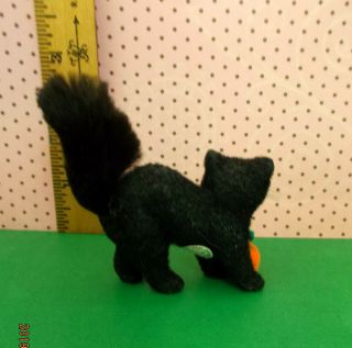 VINTAGE Halloween German Black Cat figure with Real Fur black tail 3
