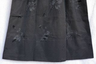 Antique Chinese Black Floral Cloud Pattern Damask Silk Skirt Cheongsam Qipao 3