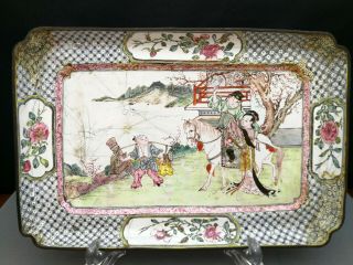 Impressive 18th Antique Chinese Qian Long Period Cloisonne/enamel Tea Tray Rare
