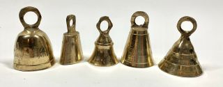 Vintage Set Of 5 Brass Bells