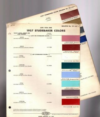 Vintage 1957 Studebaker Color Chip Paint Sample Brochure / Chart (, Late 1956)