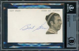 Bart Starr Autographed Signed 3x5 Index Card Green Bay Packers Beckett 11484766