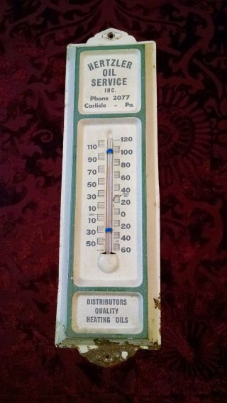 Vintage Advertising Thermometer Hertzler Oil Service Carlisle,  Pa