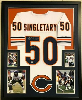 Framed Chicago Bears Mike Singletary Autographed Signed Inscribe Jersey Jsa