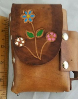 Vintage Leather Cigarette Case Pouch With Lighter Holder Hippy Type Mexico