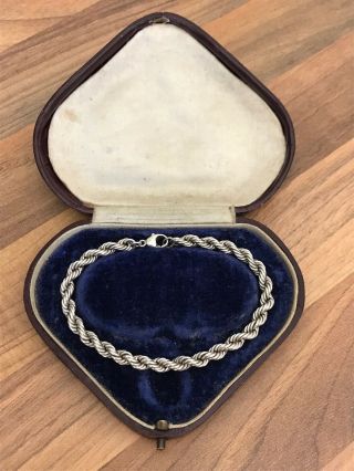 Vintage 7.  5 " Marked Sterling Silver Rope Bracelet 7.  51gr
