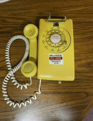 Vintage Western Electric 554 Yellow Rotary Wall Phone