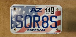 Arizona Personalized Motorcycle License Plate Freedom Sqr8s 2014