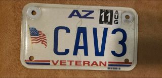 Arizona Personalized Motorcycle License Plate Veteran Cav3 2011