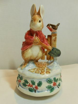 Vtg Schmid Beatrix Potter Music Box Peter Rabbit Christmas First Noel 1996