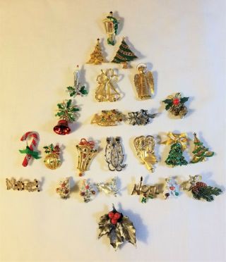 25 Vintage Christmas Brooches Holiday Pins Bj’s Gerry’s Mylu Art Jj’s Goldcrown