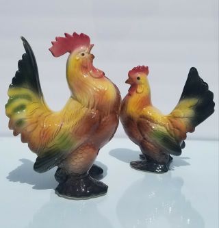 Vintage Royal Copley Rooster Hen Figurines