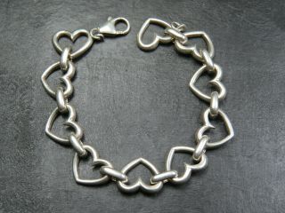 Vintage Sterling Silver Heart Link Bracelet C.  1990