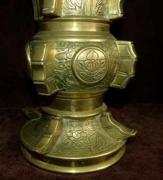 Antique Chinese bronze LARGE vase Gu late 19th 2