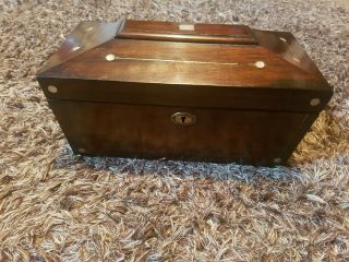 Antique/vintage Tea Caddy With Mother Of Pearl Inlay