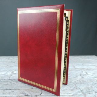 Vintage Red Leather Address Book 8.  5 X 6 In Unlined Old Stock