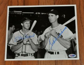 Ted Williams Stan Musial Signed Auto 8x10 B&w Photo Picture Psa/dna Ful Loa
